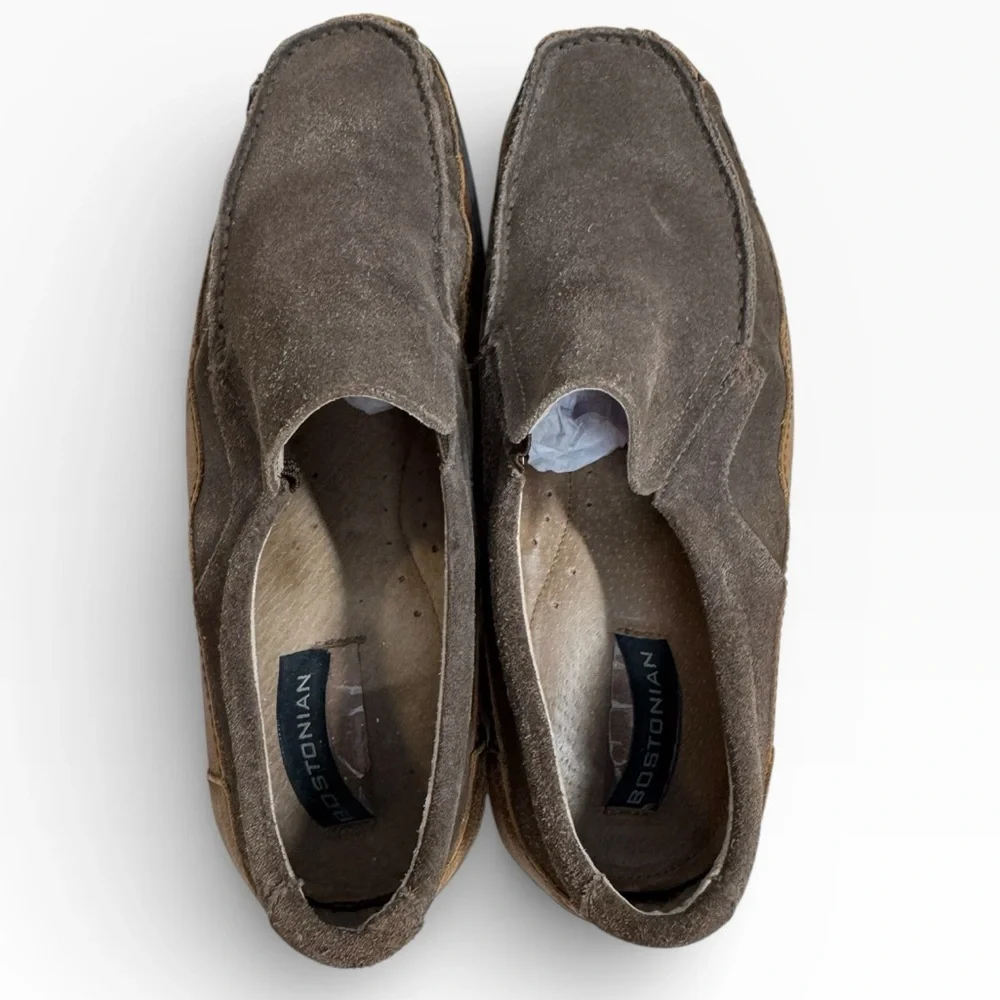 Bostonian Mens Brown Suede Leather Slip On Loafers Shoes US Size 10 Classic Look